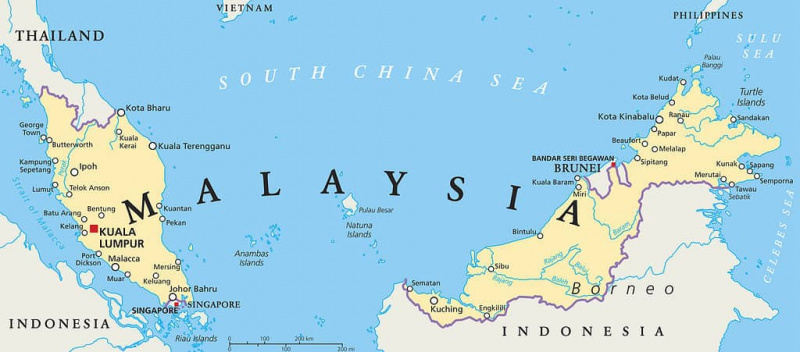   Zemljevid Malezije