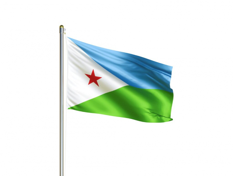   Džibutsko's flag flying in the wind