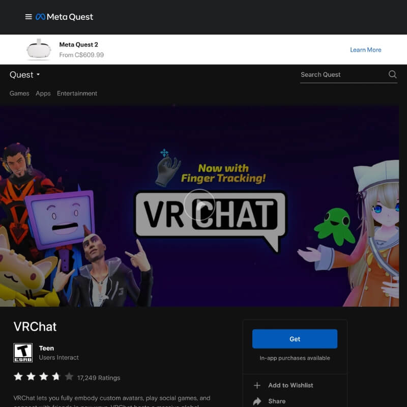   Laman web VR Chat