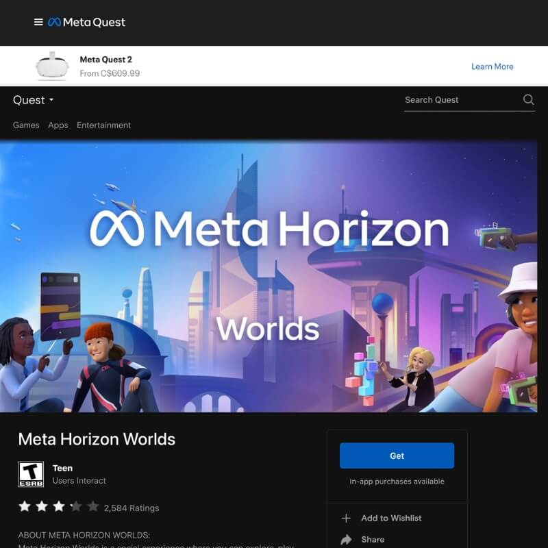   laman web Horizon Worlds