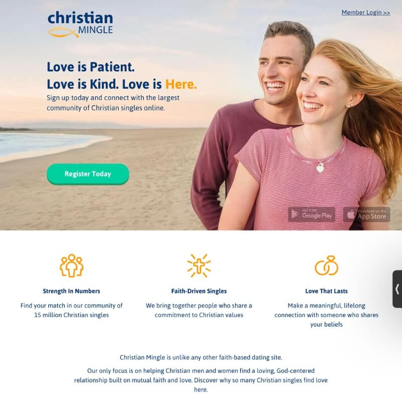   Webová stránka Christian Mingle