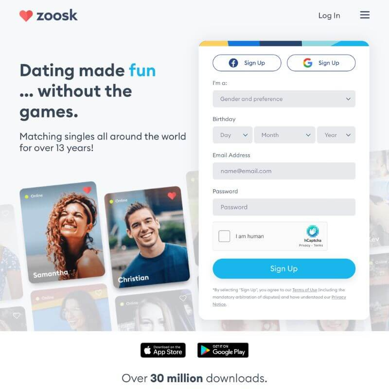   Ιστοσελίδα Zoosk