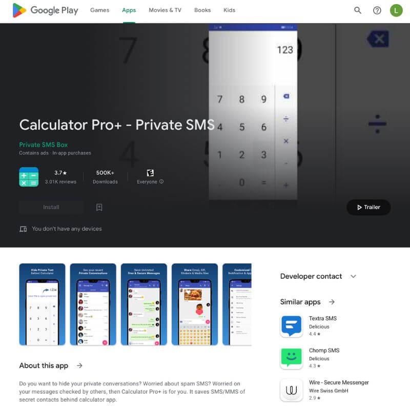   Webbplats för Calculator Pro+