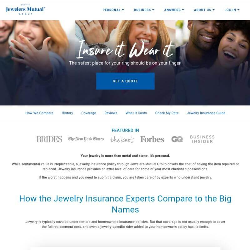   Web stranica Jewelers Mutuala
