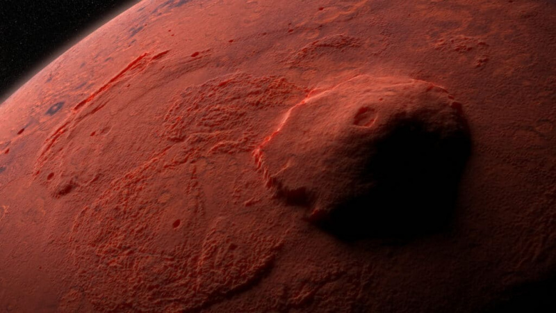   3D ilustracija vulkana Olympus Mons na Marsu