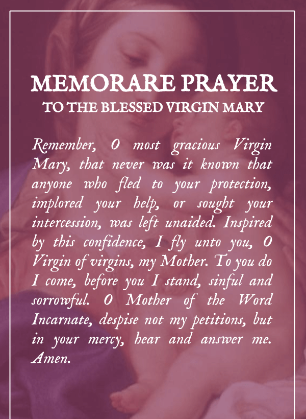 Oração Memorare à Bem-Aventurada Virgem Maria