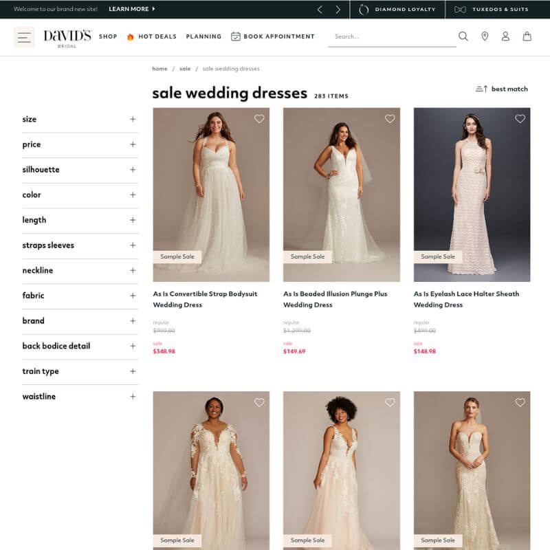   ڈیوڈ's Bridal website