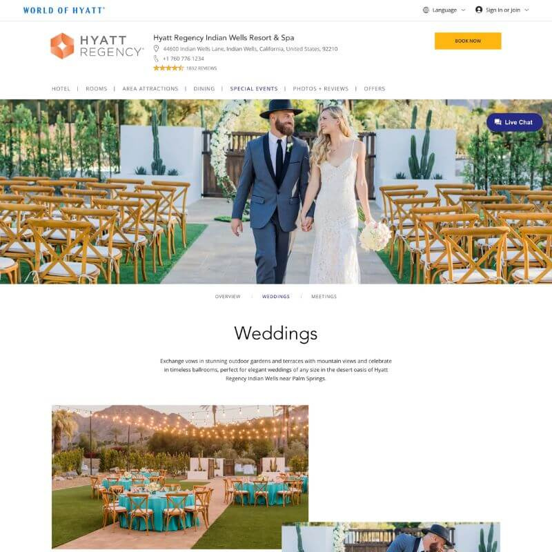   Trang web Hyatt Regency Indian Wells Resort & Spa