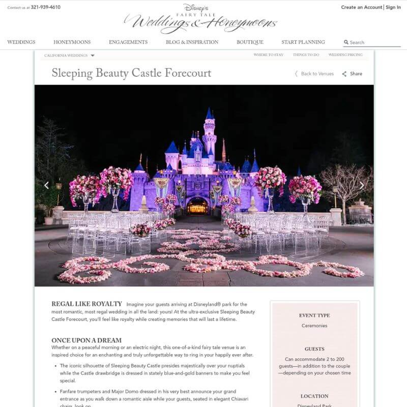   Site-ul web al castelului Frumoasa adormită Disneyland Forecourt