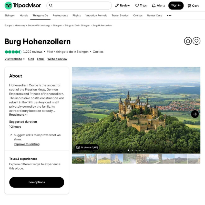   Grad Hohenzollern, Nemčija